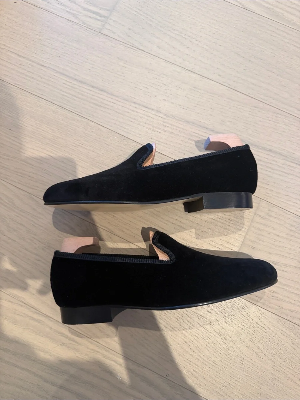 Crockett and Jones Plain Albert Black Velvet Men’s Slip-On Loafers